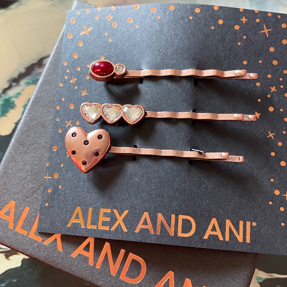 NIB Alex and Ani Love Set of 3 Hair Pins❤️